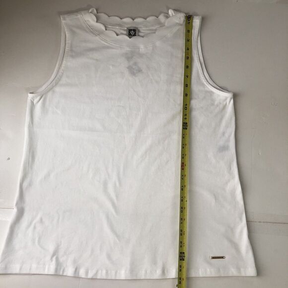 Anne Klein Women’s Scalloped Neck Tank Bright White Size Large NWT - Picture 7 of 15